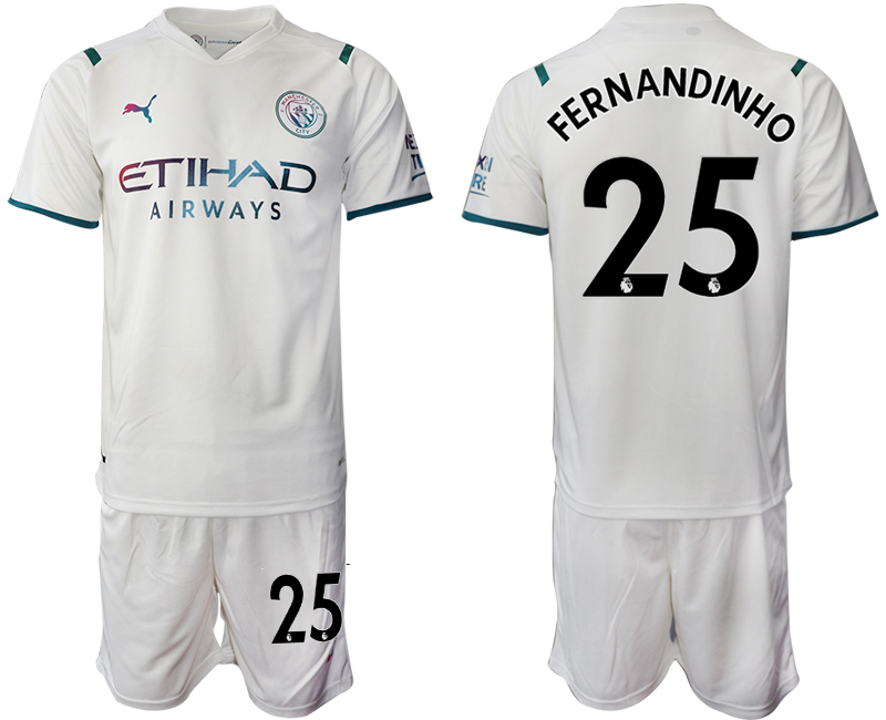 Men 2021-2022 Club Manchester City away White #25 Soccer Jersey